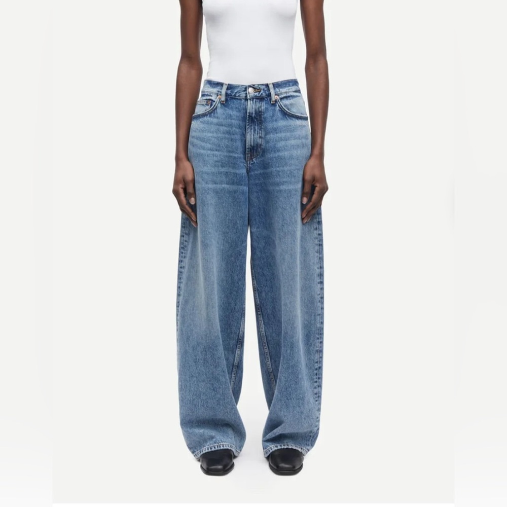 SAMSOE Blue Flare Wide Leg Jeans